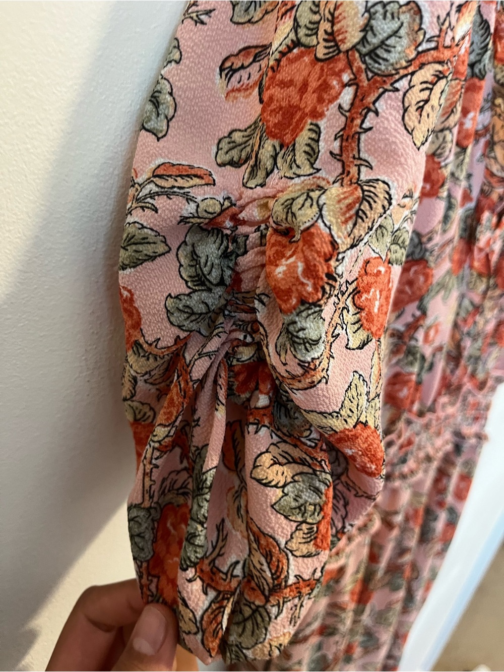Max Studio Floral V-Neck Midi Dress - Peach Floral - Picture 9 of 13